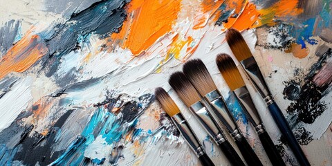 Obraz premium Young creative with brushes and sketchbook