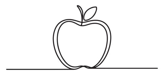 Minimalist Line Drawing of an Apple – Elegant and Simple Fruit Illustration