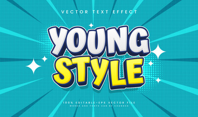 Young Comic Style, Editable Vector Text Effect. Minimalist Concept.