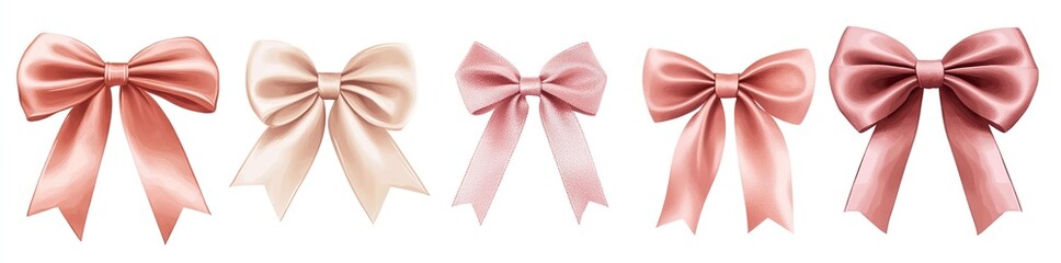 Four shades of rose-toned satin bows