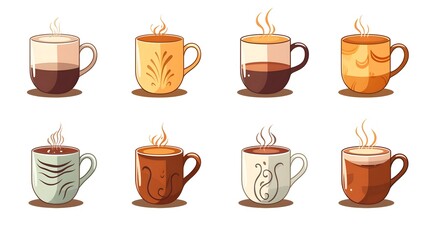 Elegant Cups with Coffee and Tea for Fresh Beverage - Ideal for Coffee Time Celebrations and Enjoyment