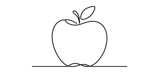 Minimalist Line Drawing of an Apple – Elegant and Simple Fruit Illustration