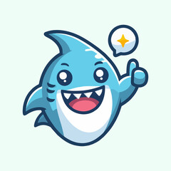 Mascot Shark cartoon character illustration for underwater ocean theme friendly fish mascot design vector editable icon animal symbol branding and funny fierce team art
