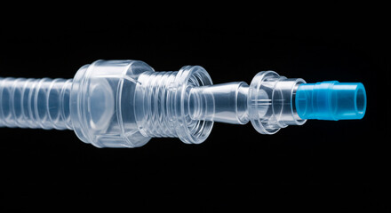 Clear Plastic Connector for Medical Tubing Providing Secure and Leak Free Connection to Equipment