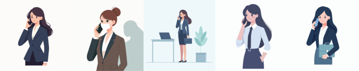 vector business woman standing calling someone