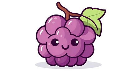 Professional Contour Kawaii Cute Funny Grape Fruit Cartoon Vector Image