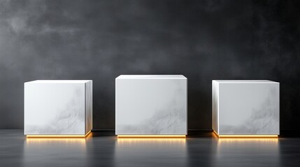 Showcase scene with Abstract modern minimal  background illuminated with bright light, for display product presentation.