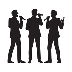 silhouette of a person singing, editable vector image