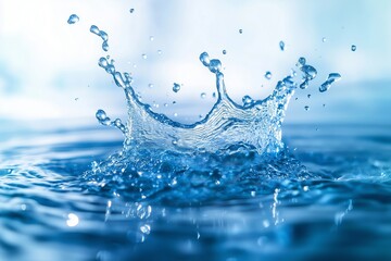 Clear blue water splashing on blue background.