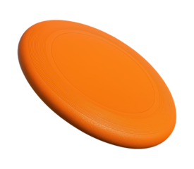 Vibrant Orange Frisbee with Textured Outer Edge and Smooth Center for Outdoor Fun and Recreation, Isolated on Transparent and White Background