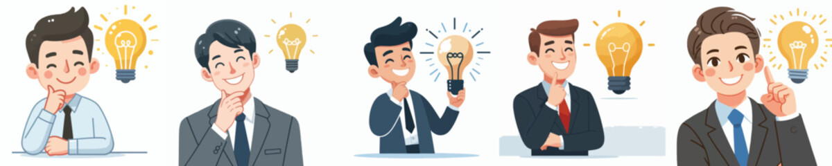 vector businessman gets a brilliant idea with a light bulb symbol