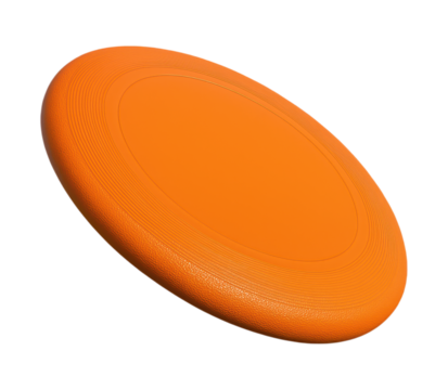 Vibrant Orange Frisbee with Textured Outer Edge and Smooth Center for Outdoor Fun and Recreation, Isolated on Transparent and White Background