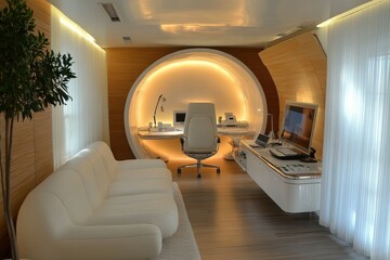Fototapeta premium Futuristic Home Office Interior