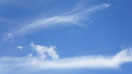 Beautiful Blue Sky with Wispy White Clouds Perfect for Backgrounds and Designs
