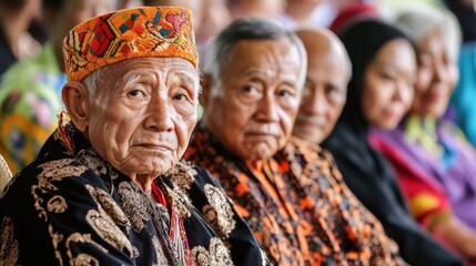Fototapeta premium Elderly community members in traditional clothing