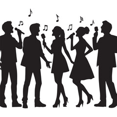 silhouette of a person singing, editable vector image