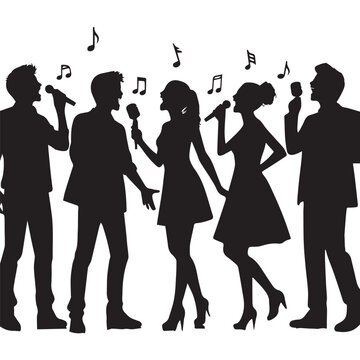 silhouette of a person singing, editable vector image