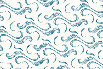 seamless sea waves illustration pattern design