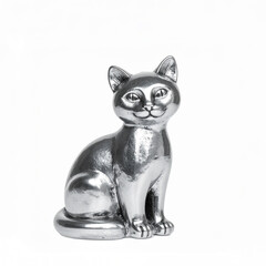 silver cat on white