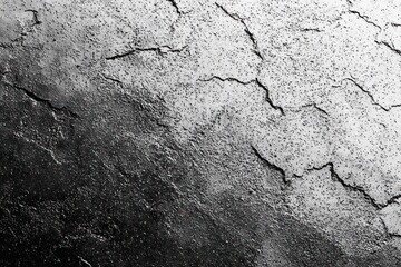 Fototapeta premium Close-up view of a textured surface with cracked and peeling paint showing a gradient from dark to light areas