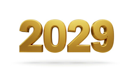 Golden 2029 New Year Celebration Future Goals Metallic Render Shiny Digits Calendar Icon Date