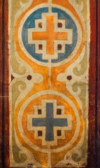 Obraz premium Painted with floral pattern vaulted ceiling of the medieval orthodox church