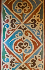 Painted with floral pattern vaulted ceiling of the medieval orthodox church