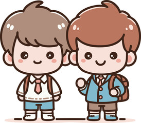 남자아이 두명 아이콘 01