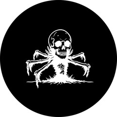 Arachnid Skull Graphic on Black Background, Illustrating the Fusion of Forms