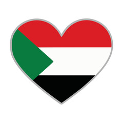 Sudan flag. Sudan love flag. Sudan flag in heart shape. Love symbol. Vector illustration.

