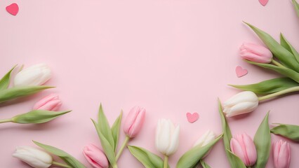 Fototapeta premium pink tulips border