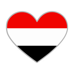 Yemen flag. Yemen love flag. Yemen flag in heart shape. Love symbol. Vector illustration.

