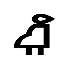 Stylized silhouette of a pregnant woman in black lines with a teardrop shape above her head design