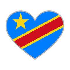 Congo flag. Congo love flag. Congo flag in heart shape. Love symbol. Vector illustration
