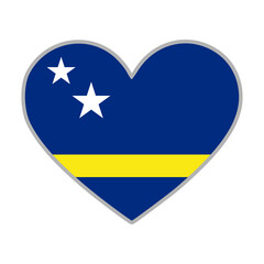 Curacao flag. Curaçao love flag. Curacao flag in heart shape. Love symbol. Vector illustration