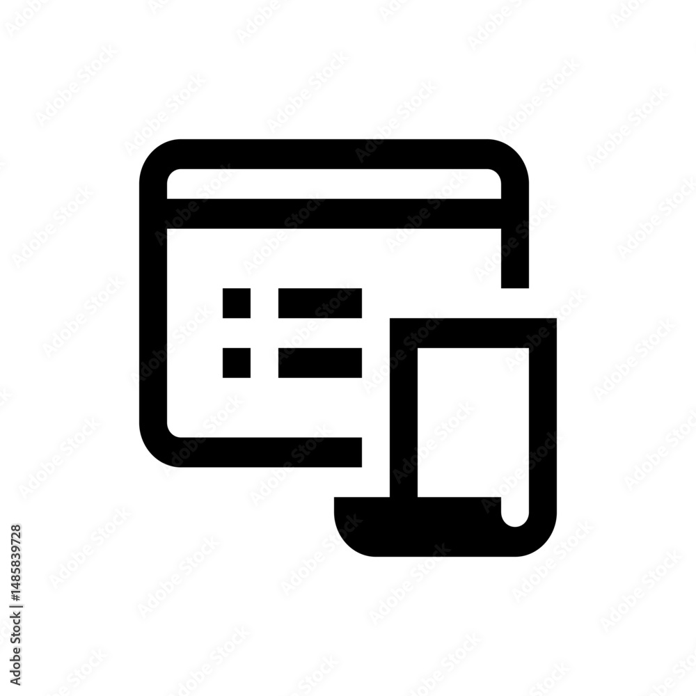 Poster icon depicting a document with bullet points and a smaller document overlayed in a simple black outl