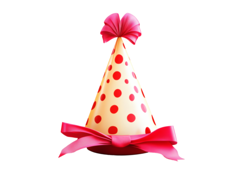 Colorful Festive Party Hat with Dots colorful ornament decorative, Perfect for Celebrations isolated on white background. PNG Transparent editable