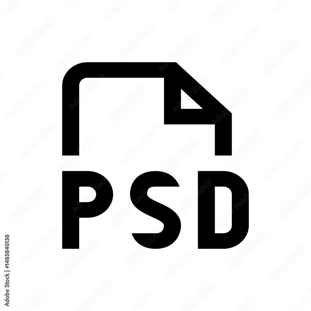 Poster black and white psd file format icon representing a layered image file used in adobe photoshop softw