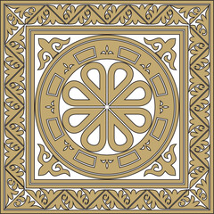 Vector gold and black square classic byzantine ornament. Rectangle, border, Ancient Greece, Eastern Roman Empire frame. Decoration of the Russian Orthodox Church
