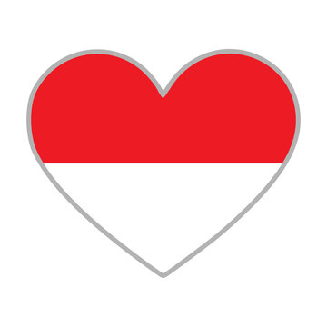 Indonesia flag. Indonesia love flag. Indonesia flag in heart shape. Love symbol. Vector illustration