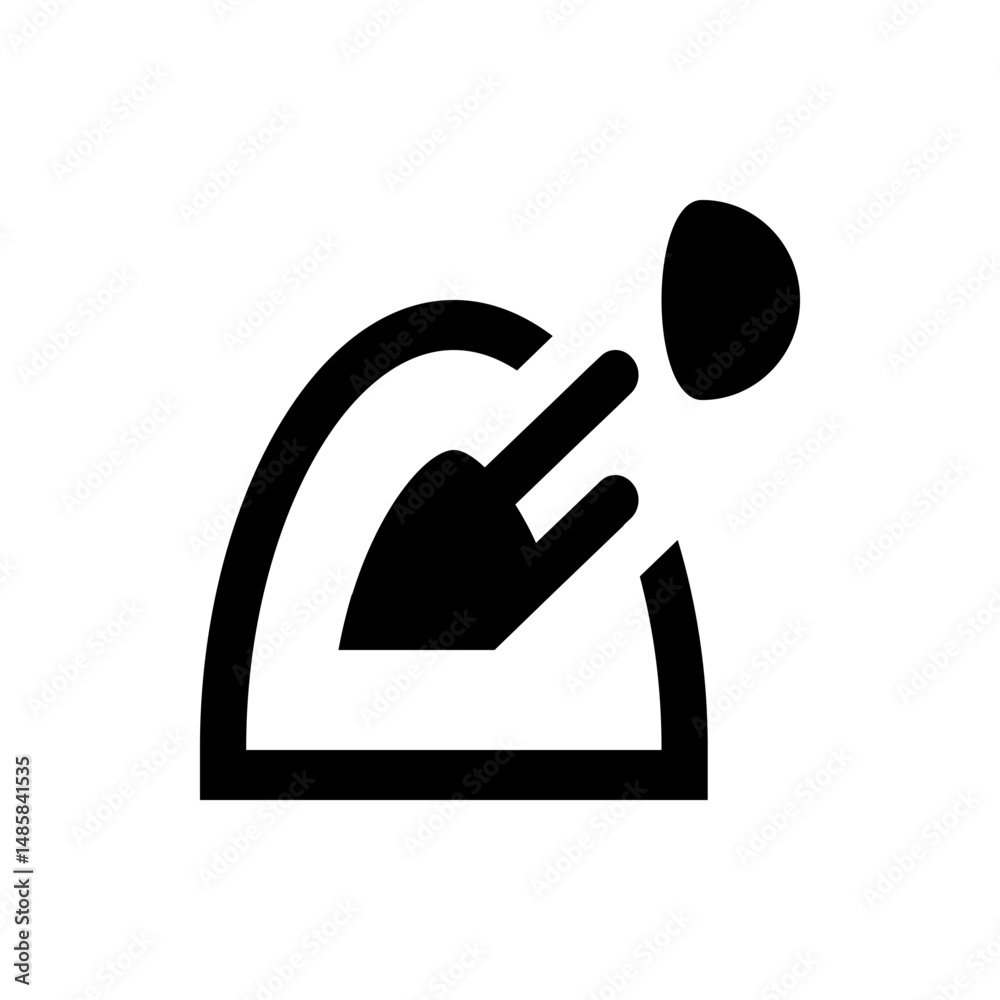 Poster abstract representation of a plug being inserted into a wall socket with a circular element nearby