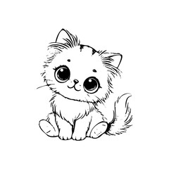 Cute Cat Vector Illustration in Flat Style