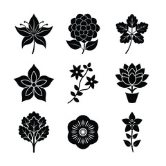 ilhouette Icons of Flowers, Leaves, and Plants for Minimalist Design