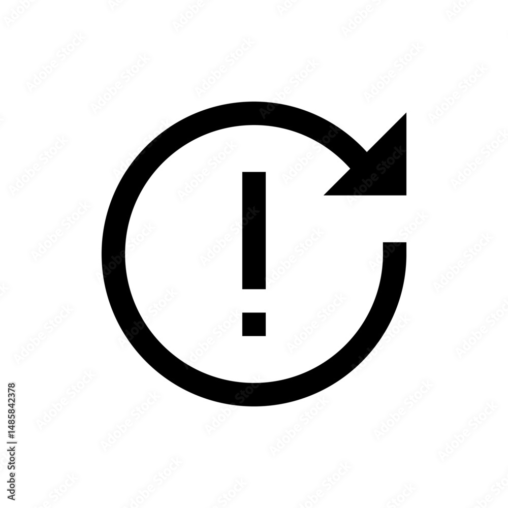 Poster an illustration of a circular arrow with an exclamation point inside, indicating a refresh error sta