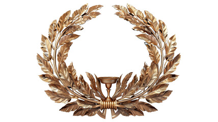 Elegant metal laurel wreath. A symbol of victory, achievement, and honor. Classic decorative design.