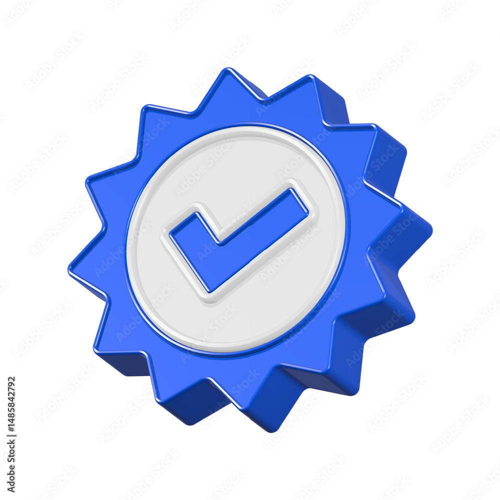 Poster check mark approve icon check list 3d rendering
