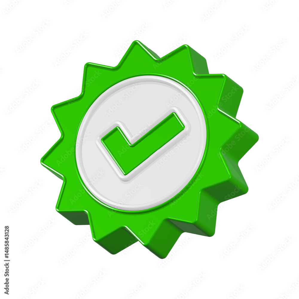 Poster check mark approve icon check list 3d rendering