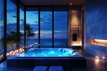 Luxurious Beachfront Indoor Spa at Twilight