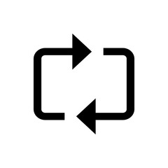 Black arrow loop icon with right and left pointing arrows indicating a repeating or refresh action icon