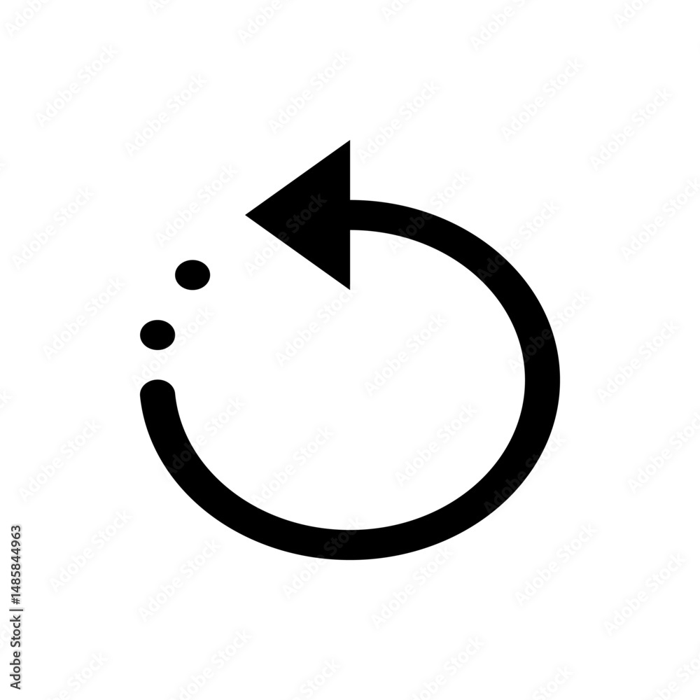Aufkleber circular arrow pointing left with three dots indicating loading or refresh process in black color sc